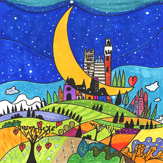 La luna abbraccia Siena
